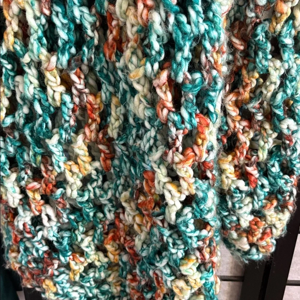 Handmade Multicolor Crochet Hoodie Knit Sweater - Picture 8 of 9